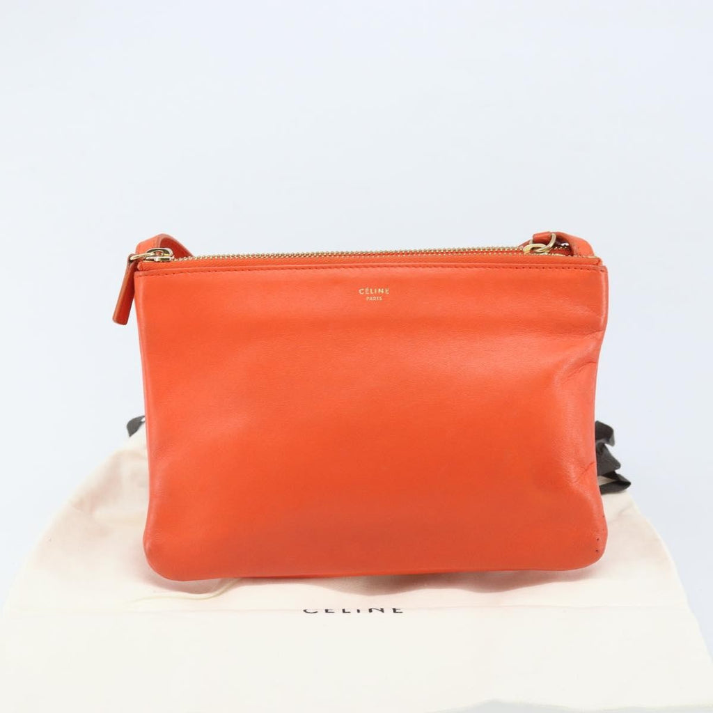 Celine Trio Crossbody Bag Leather Orange Leather Shoulder Bag Bag