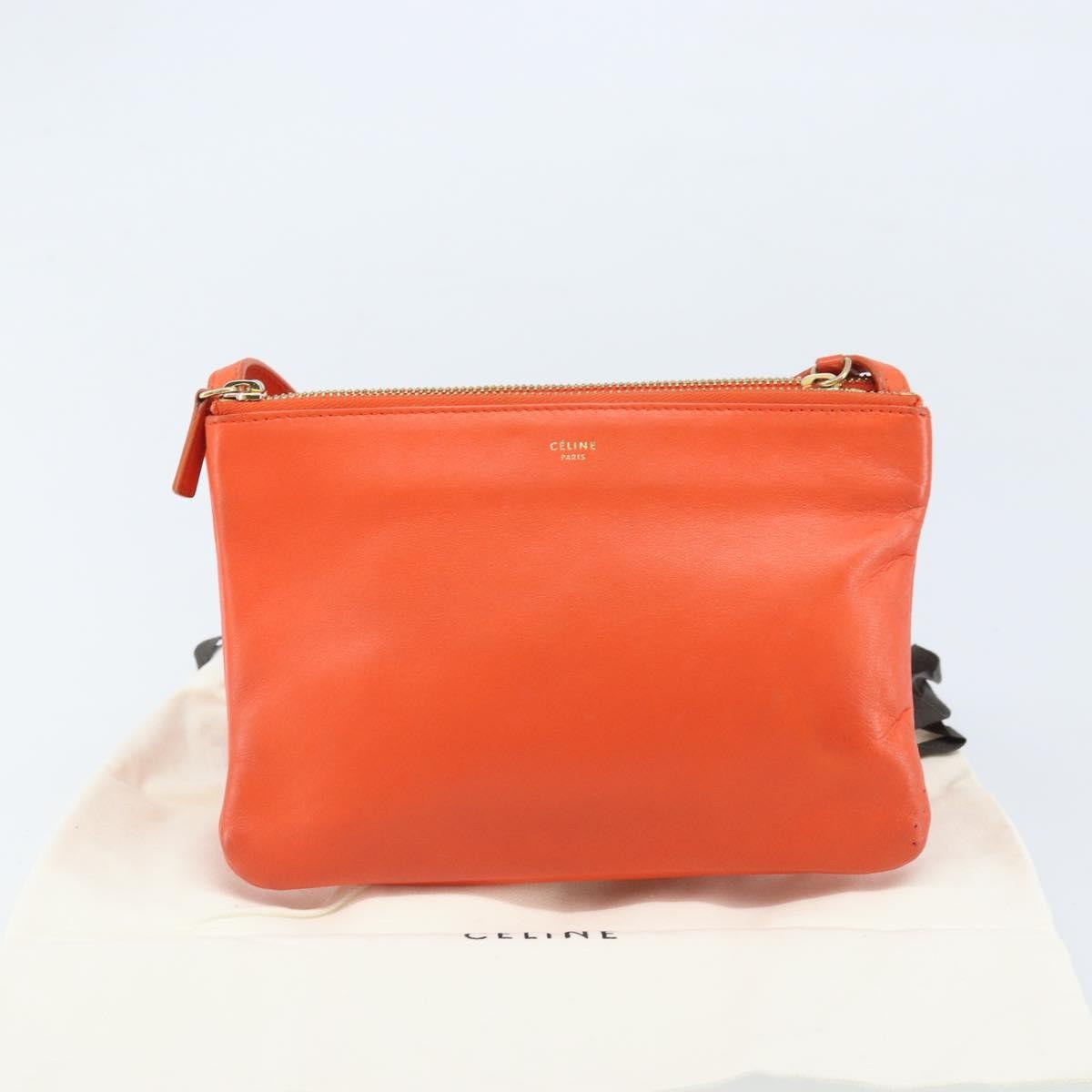 Celine Trio Crossbody Bag Leather Orange Leather Shoulder Bag Bag