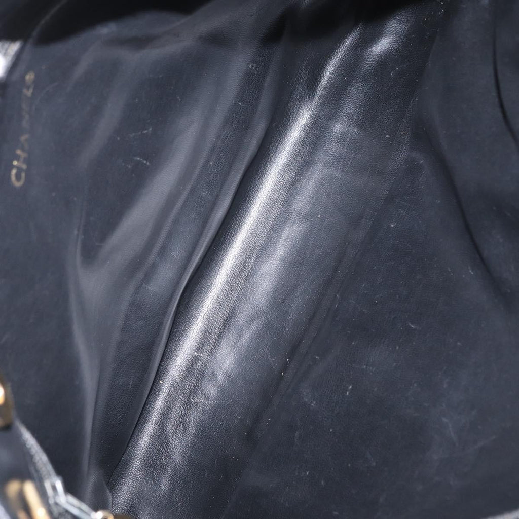 Chanel Chain Tote Leather Black Leather Handbag