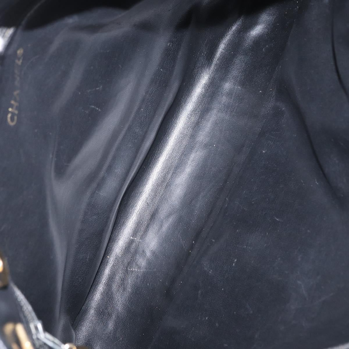 Chanel Chain Tote Leather Black Leather Handbag