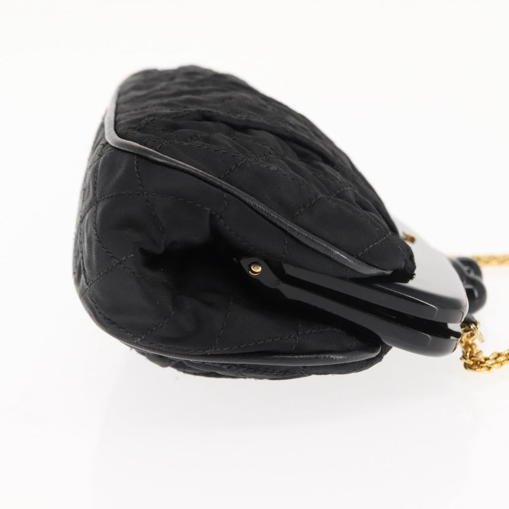 Chanel Chain Clutch Canvas And Leather Black Satin Shoulder Bag Bag
