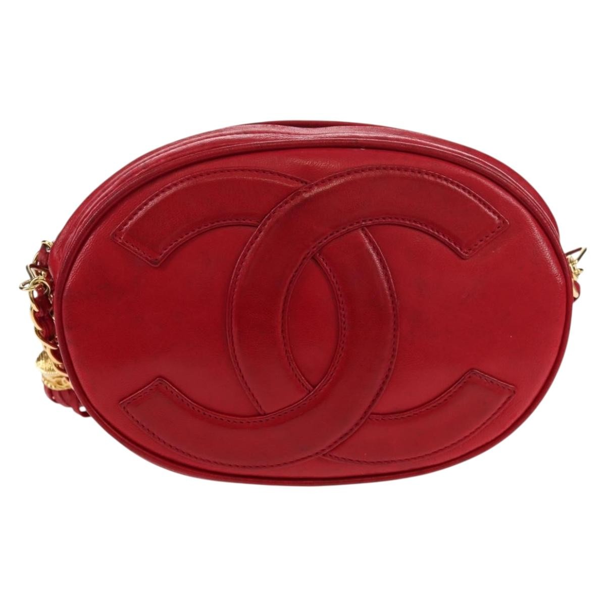 Chanel Vintage Oval Cc Tassel Crossbody Bag Leather Red Leather Shoulder Bag Bag