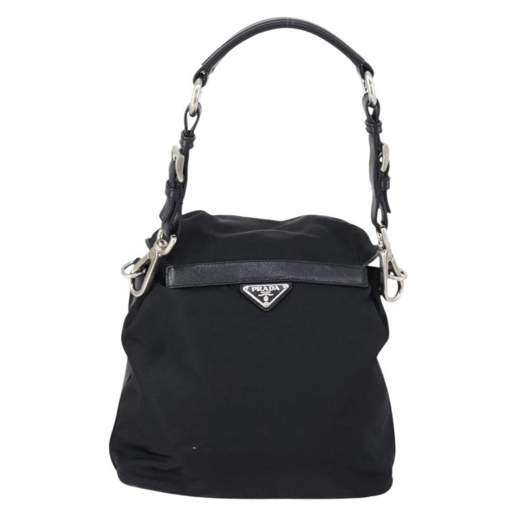 Prada Double Pocket Shoulder Bag Tessuto Black Nylon Shoulder Bag Bag