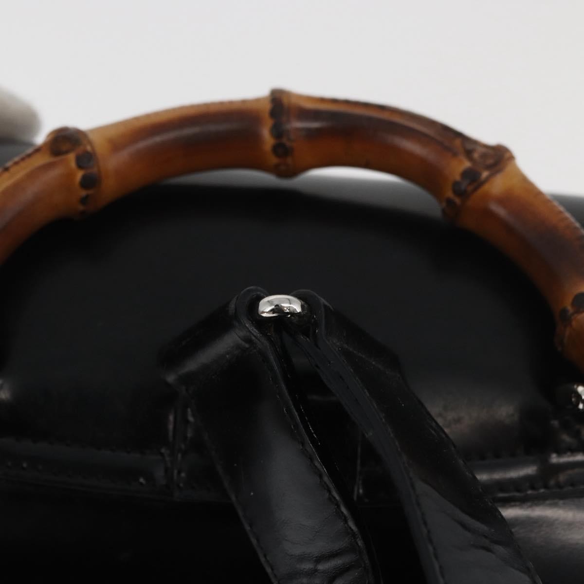 Gucci Vintage Bamboo Backpack Patent Leather Black Patent_Leather Backpack Bag (Pre-Owned)