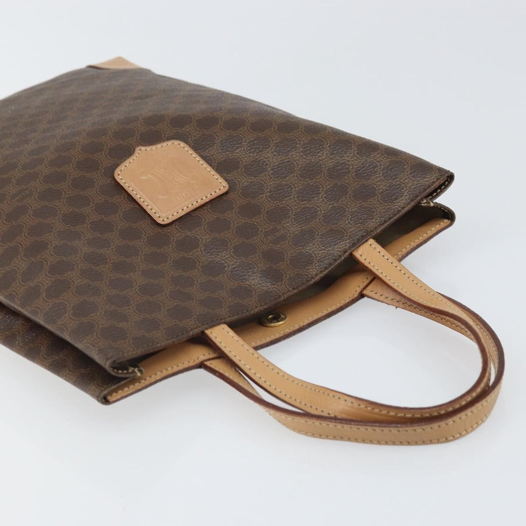 Celine Vintage Macadam Tote Bag Canvas And Leather Brown Canvas Tote Bag Bag