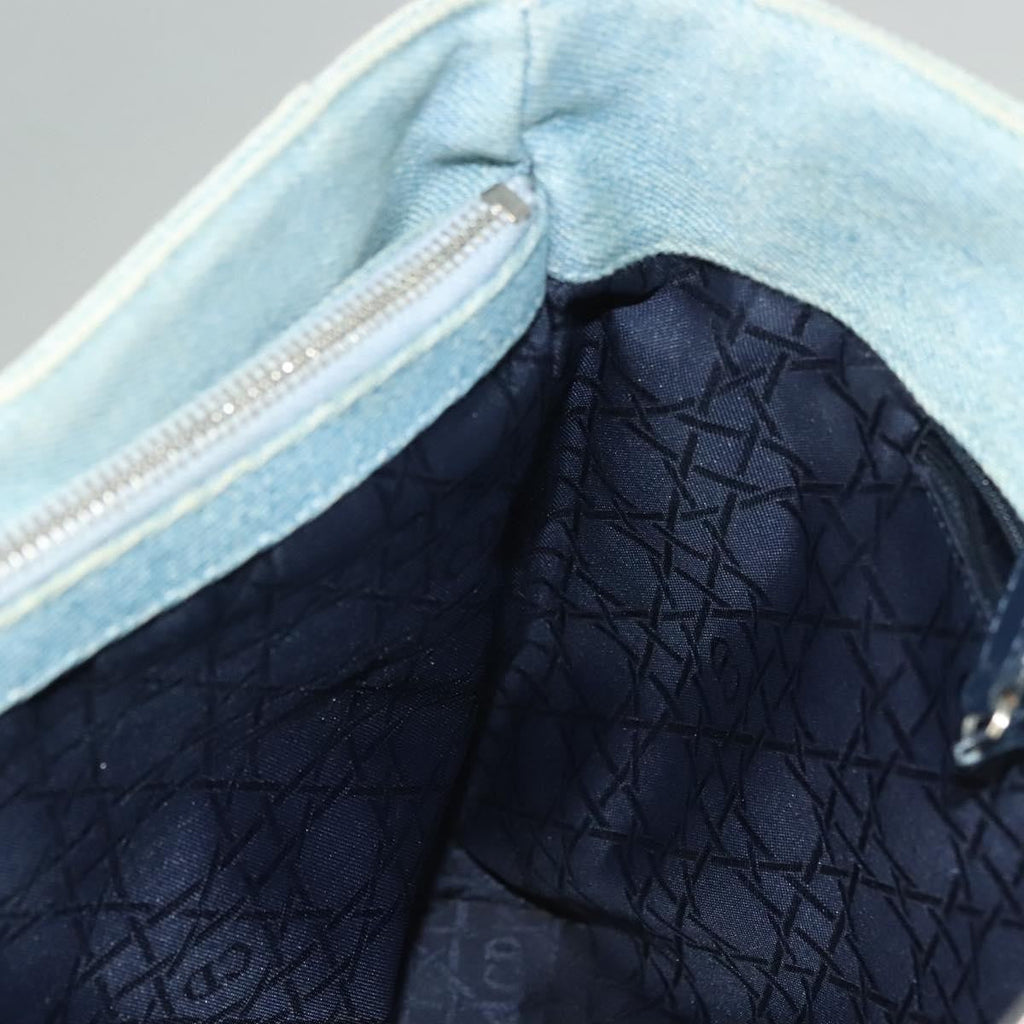 Christian Dior Vintage Lady Dior Bag Cannage Quilt Denim Blue Canvas Tote Bag Bag (Pre-Owned)