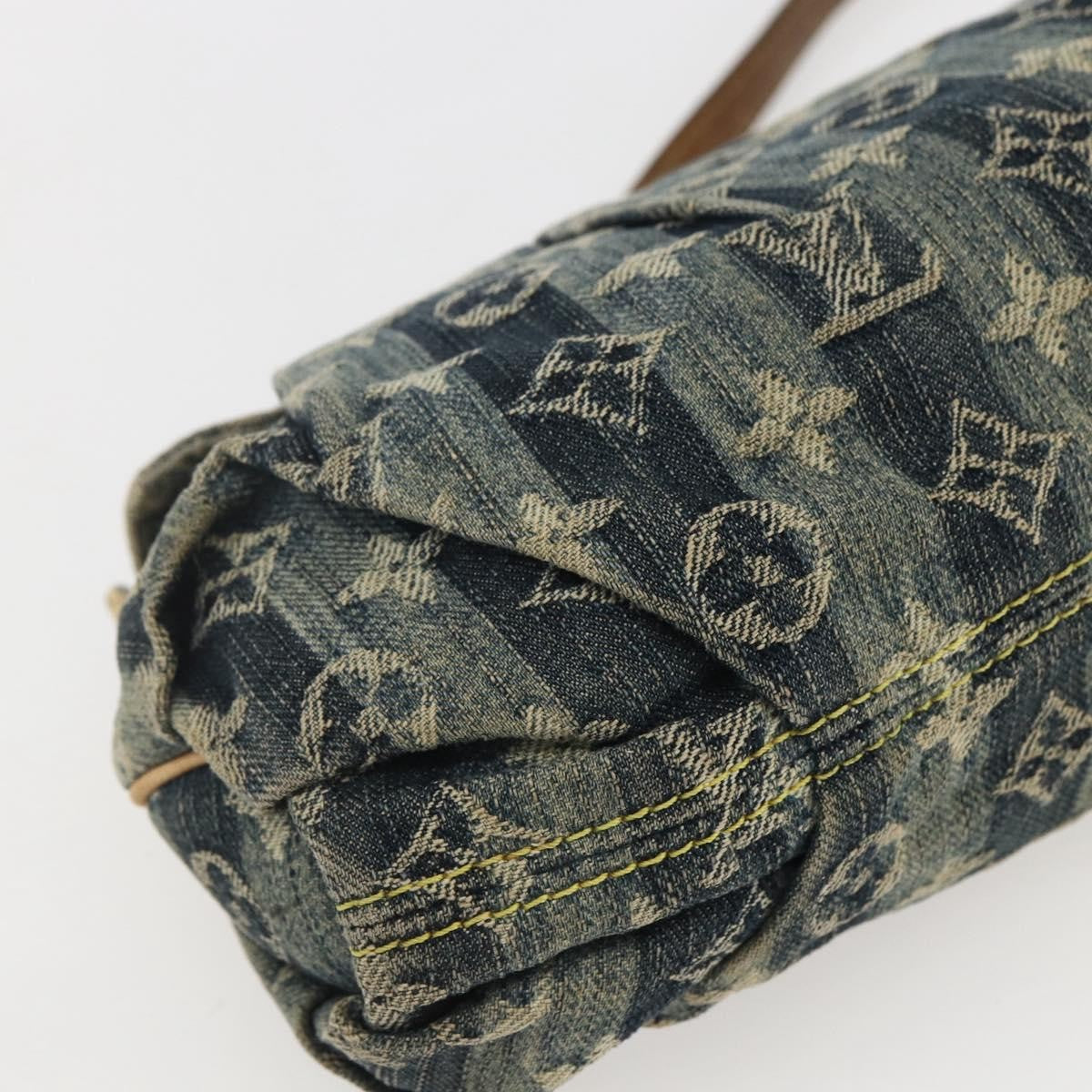 Louis Vuitton Pleaty Raye Handbag Striped Monogram Denim Blue Denim_Jeans Shoulder Bag