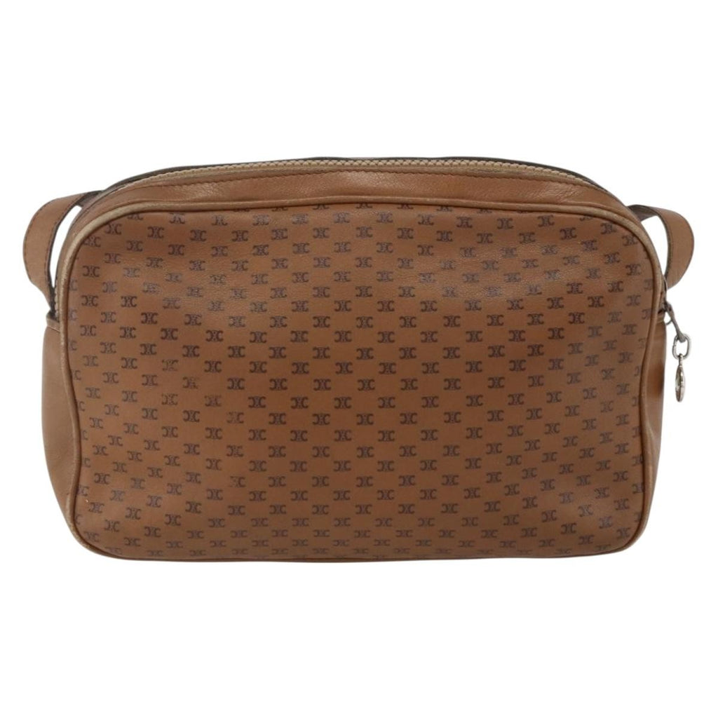 Celine Vintage Macadam Shoulder Bag Canvas And Leather Brown Canvas Shoulder Bag Bag