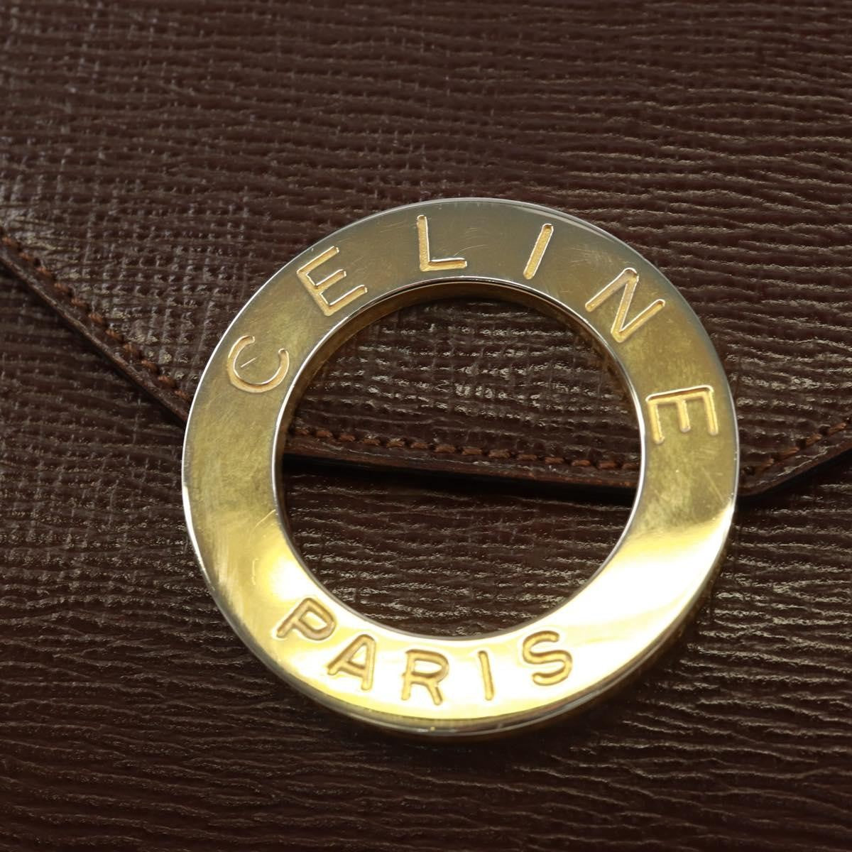 Celine Circle Logo Shoulder Bag Leather Brown Leather Shoulder Bag Bag