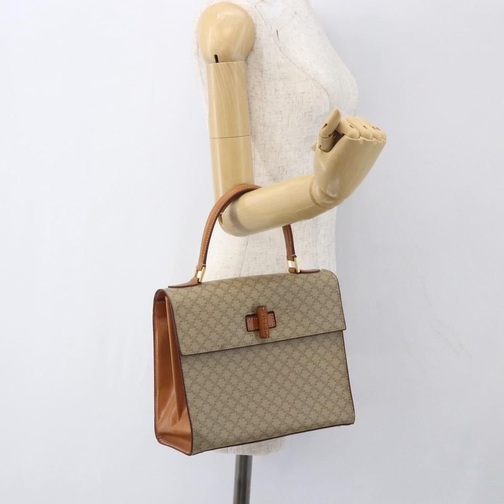 Celine Vintage Macadam Handbag Canvas And Leather Beige Canvas Handbag