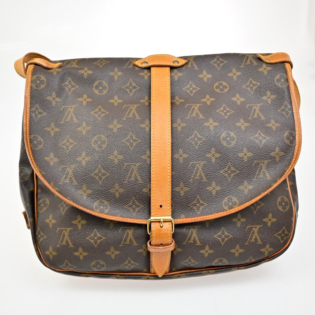 Louis Vuitton Saumur Handbag Monogram Canvas Brown Canvas Shoulder Bag