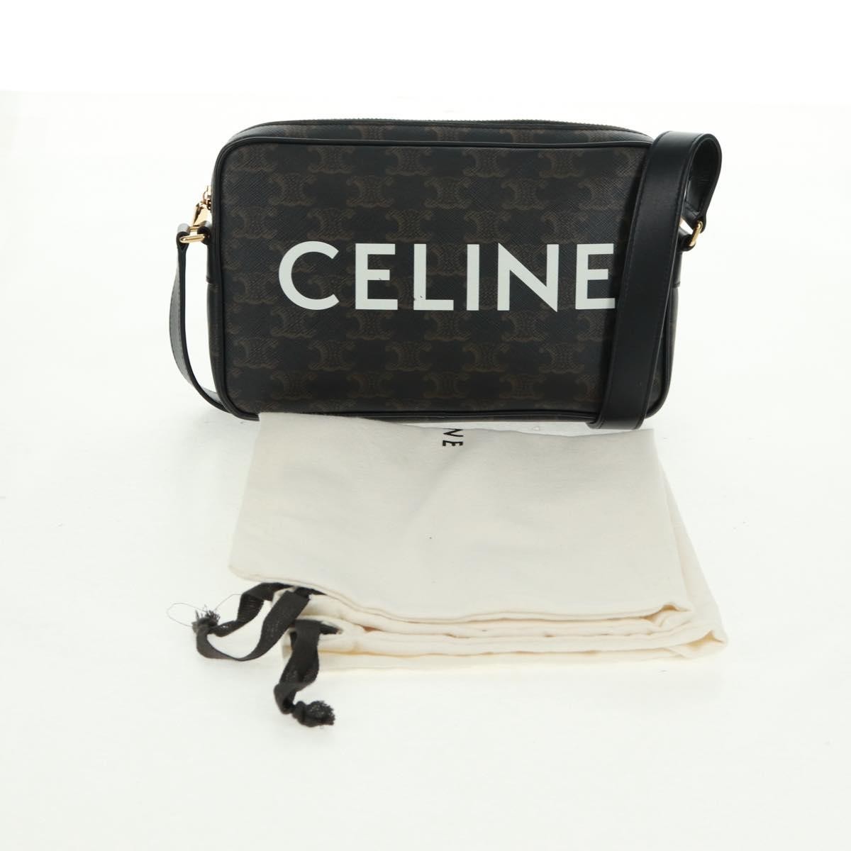 Celine Logo Messenger Bag Triomphe Coated Canvas Black Pvc Shoulder Bag Bag