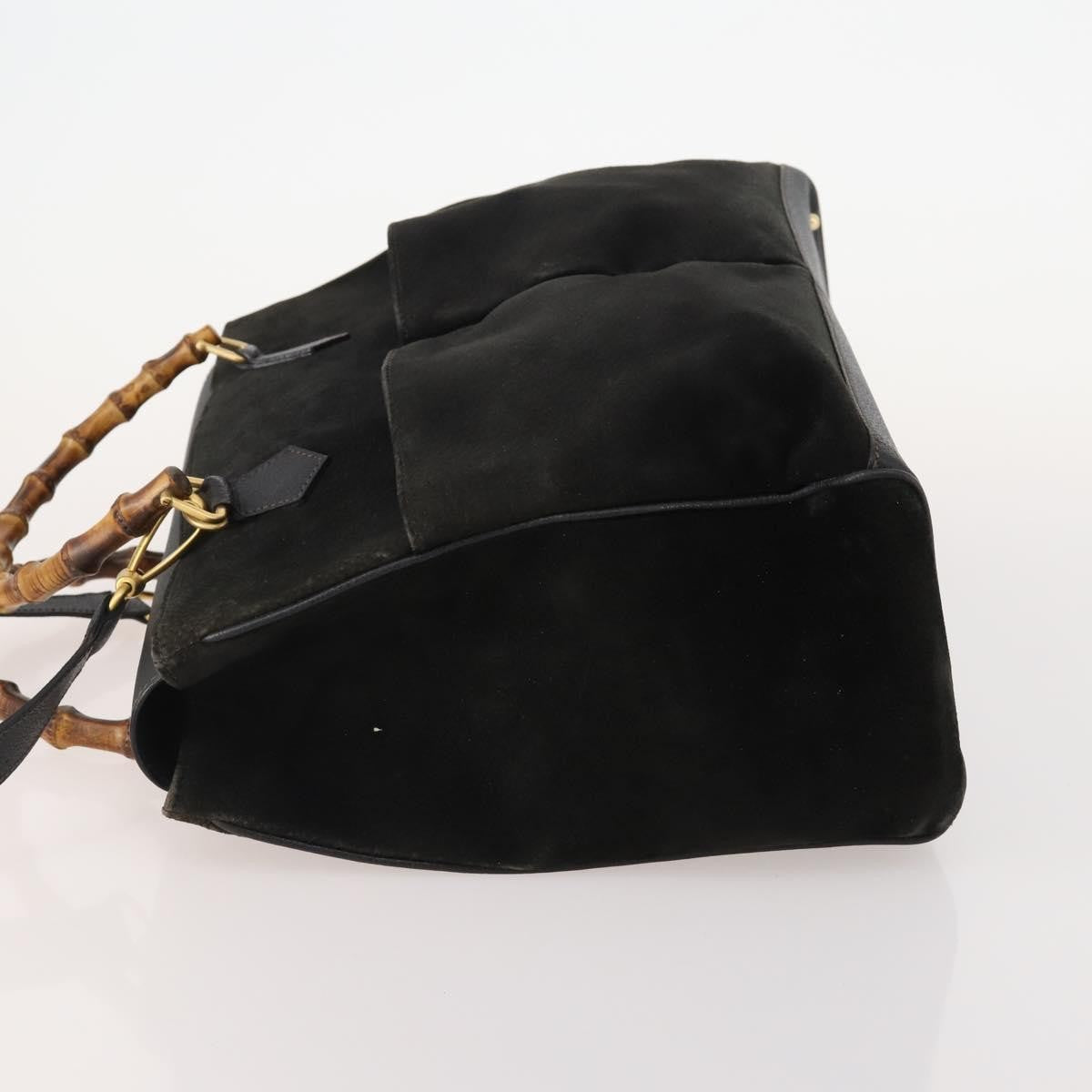 Gucci Vintage Diana Bamboo Top Handle Tote Ostrich Black Suede Tote Bag Bag (Pre-Owned)