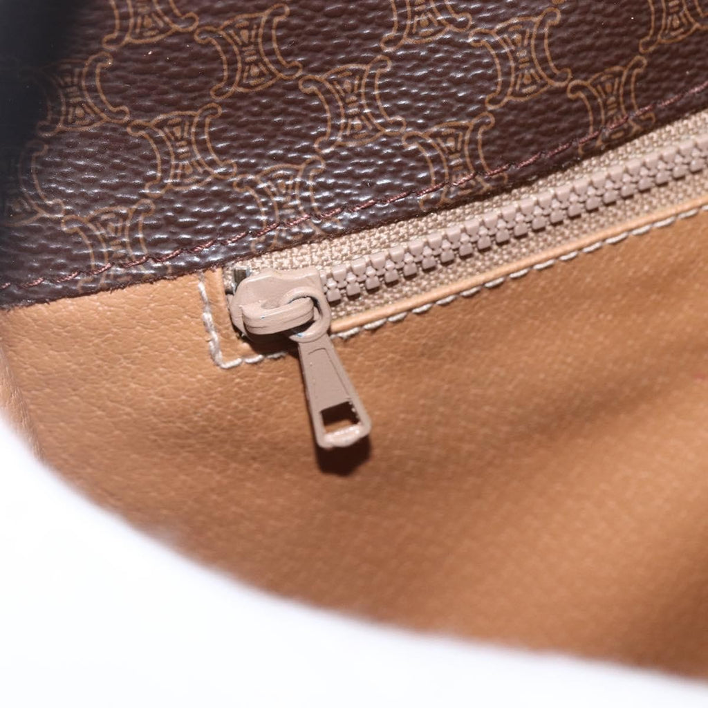 Celine Vintage Macadam Shoulder Bag Canvas And Leather Brown Canvas Shoulder Bag Bag