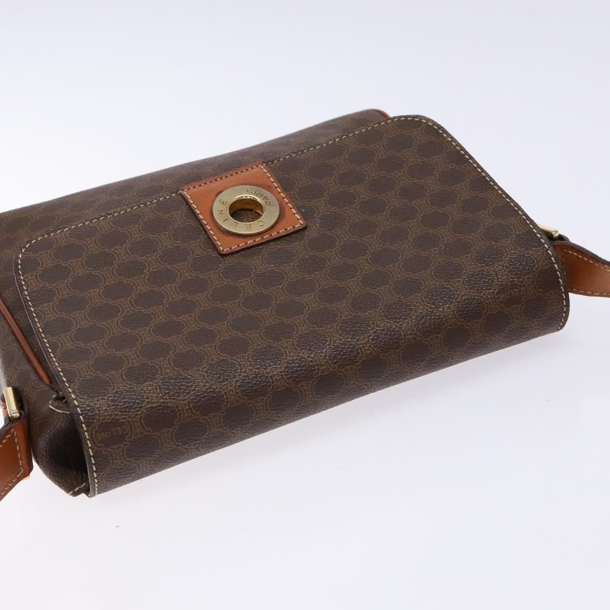Celine Macadam Shoulder Bag Pvc Leather Brown Canvas Bag