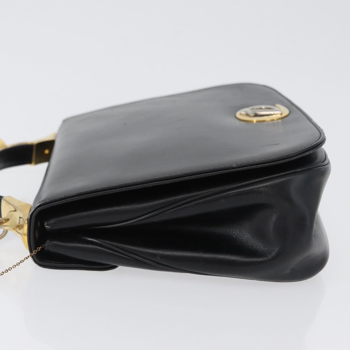 Christian Dior Vintage Cd Logo Shoulder Bag Leather Black Leather Shoulder Bag Bag (Pre-Owned)