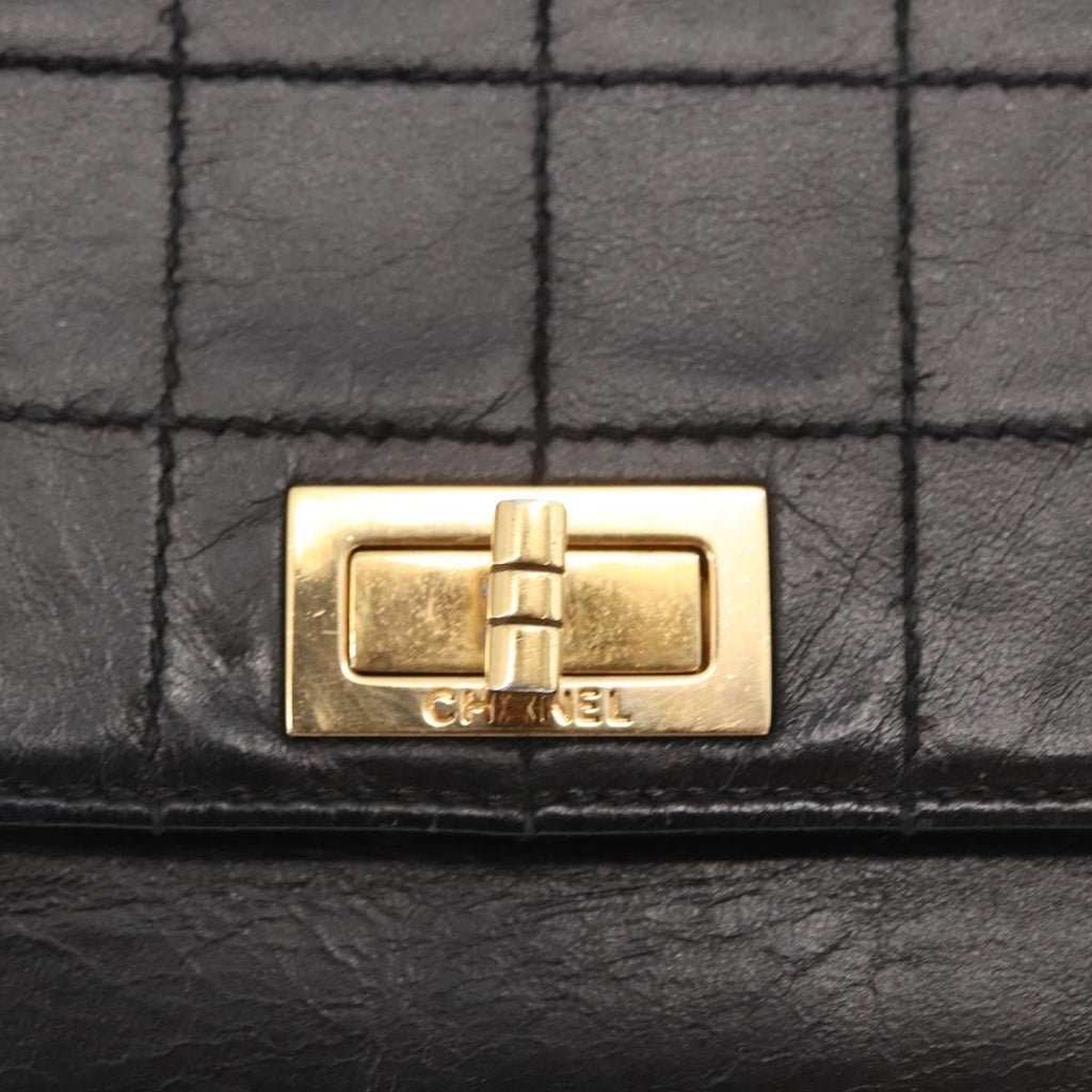 Chanel Chocolate Bar Accordion Reissue Flap Bag Quilted Lambskin Black Leather Shoulder Bag Bag