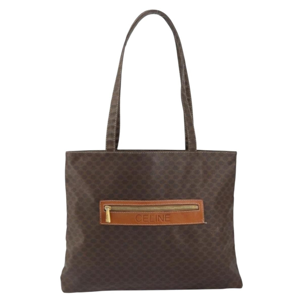 Celine Vintage Macadam Tote Bag Canvas Brown Canvas Tote Bag Bag