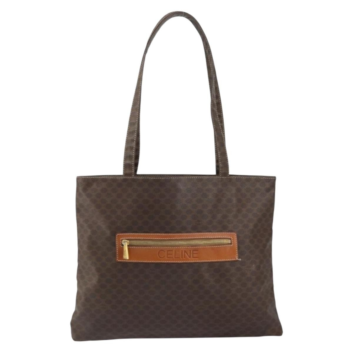 Celine Vintage Macadam Tote Bag Canvas Brown Canvas Tote Bag Bag