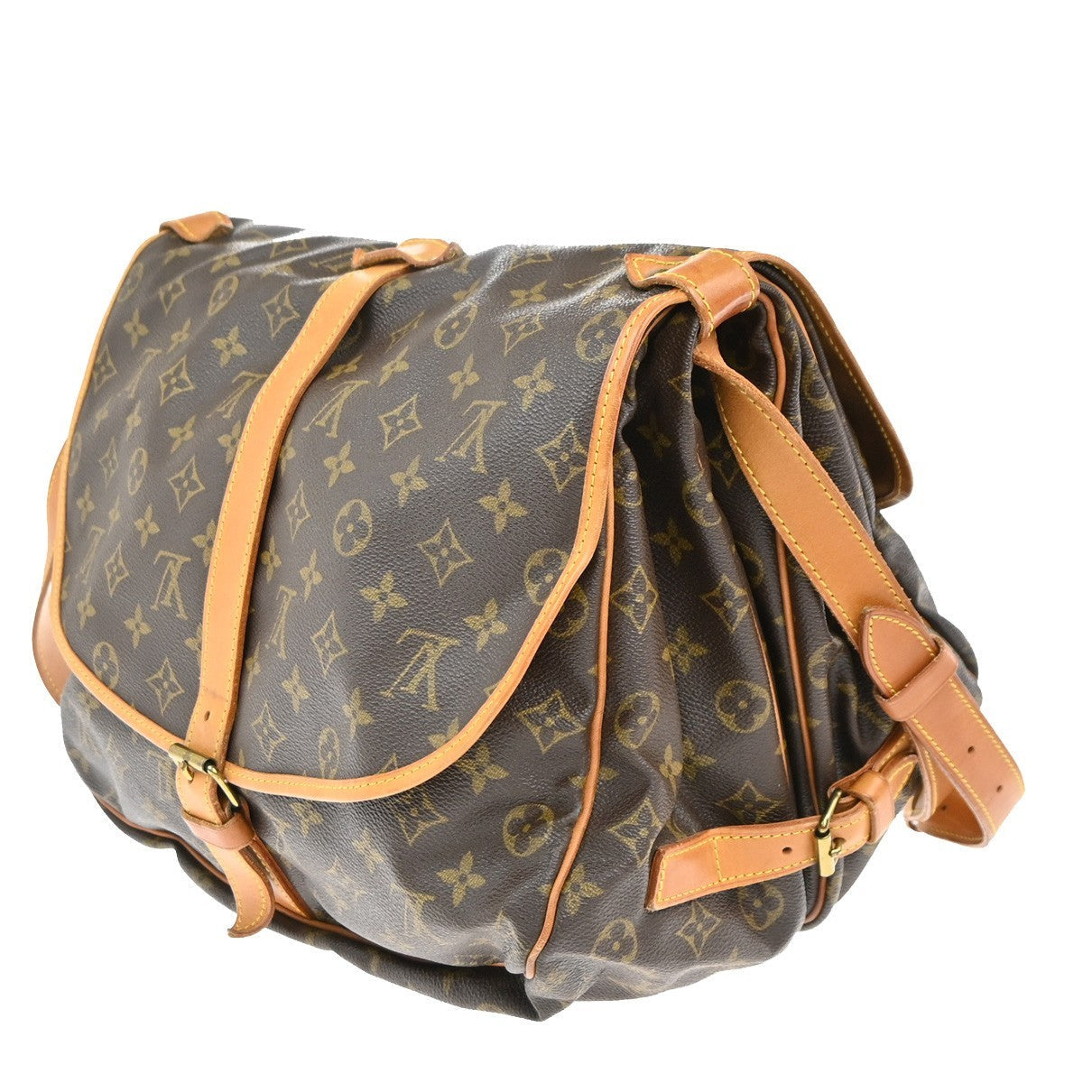 Louis Vuitton Saumur Handbag Monogram Canvas Brown Canvas Shoulder Bag