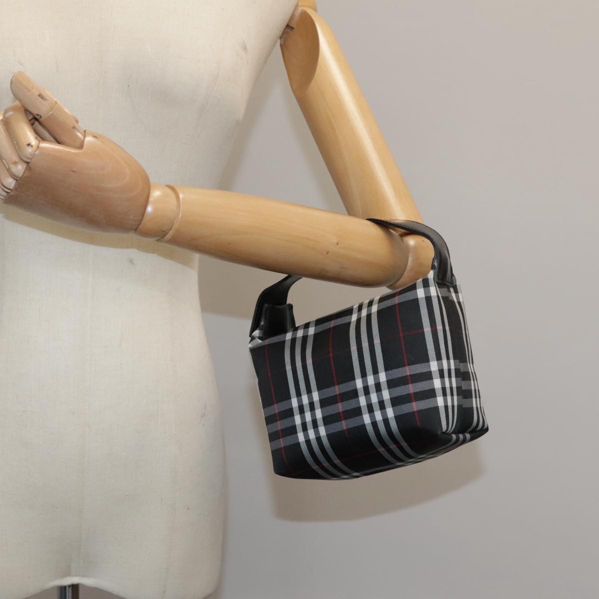 Burberry Nova Check Handbag Nylon Black Nylon Handbag