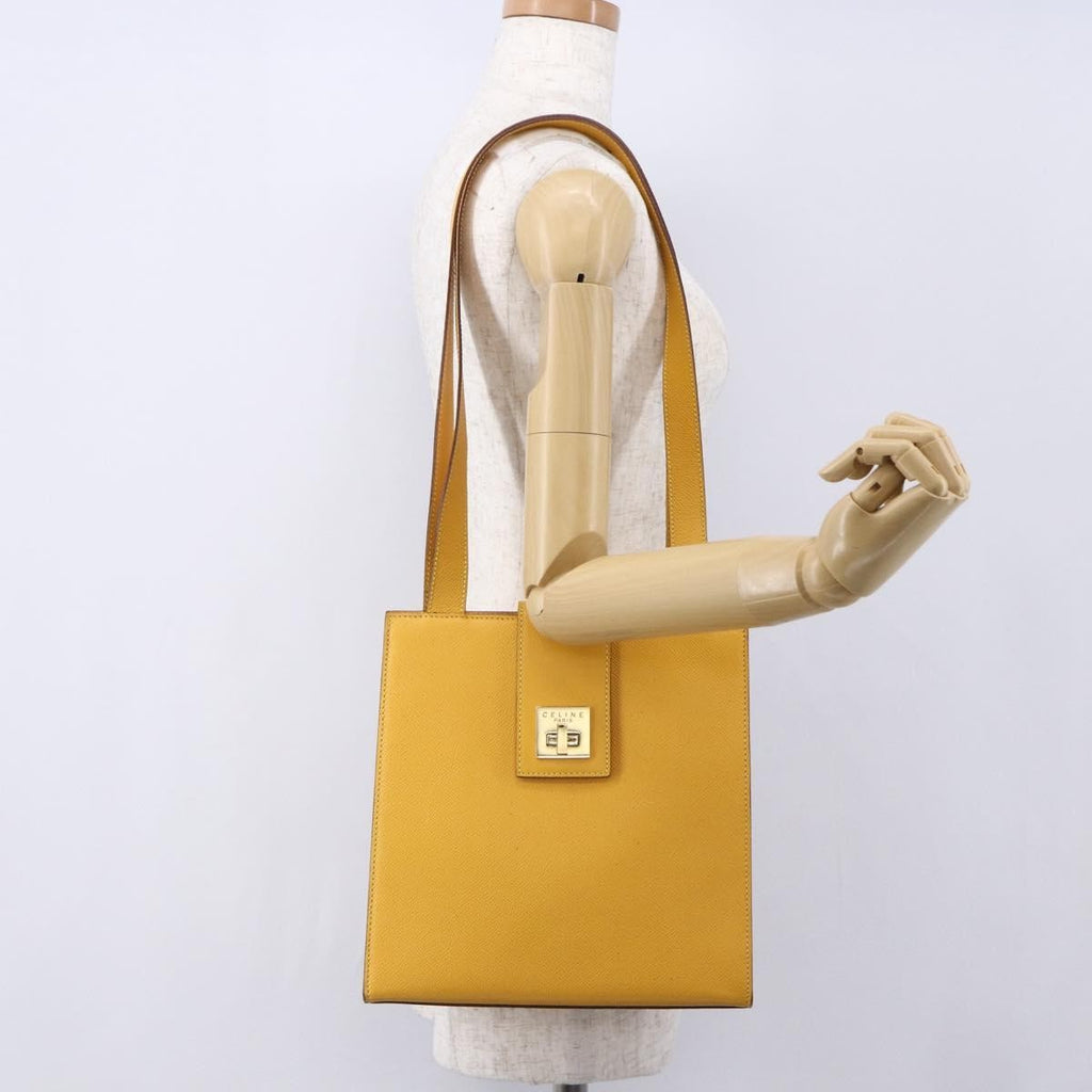 Celine Vintage Shoulder Bag Leather Yellow Leather Shoulder Bag Bag