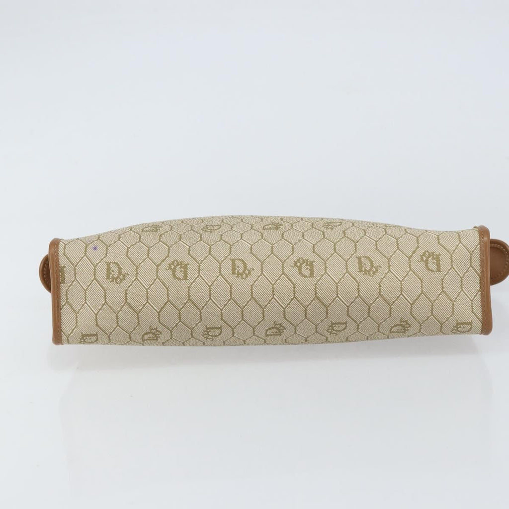Christian Dior Vintage Honeycomb Zip Pouch Coated Canvas Beige Canvas Clutche & Pouche Bag (Pre-Owned)