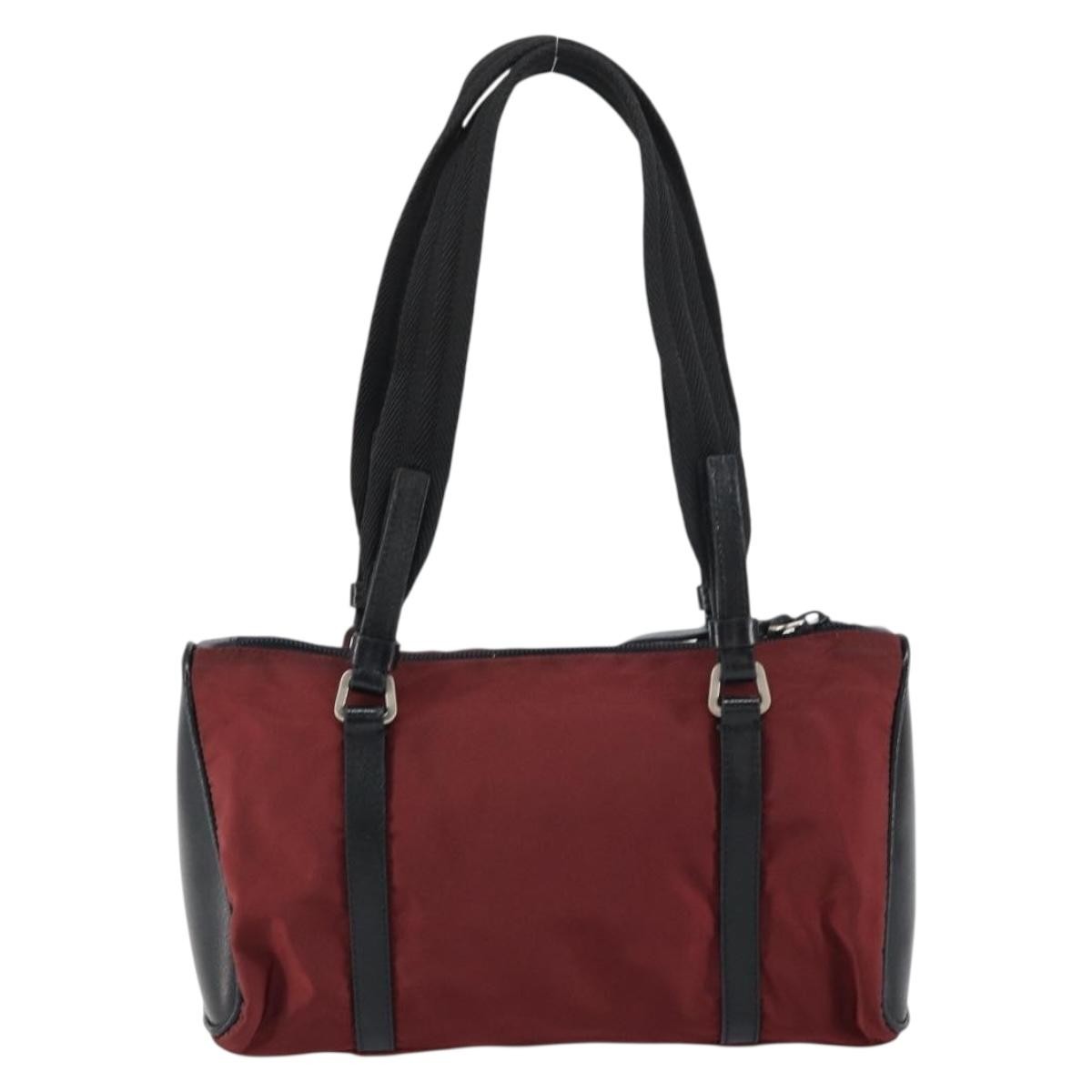 Prada Vintage Zip Handbag Tessuto Burgundy Nylon Handbag