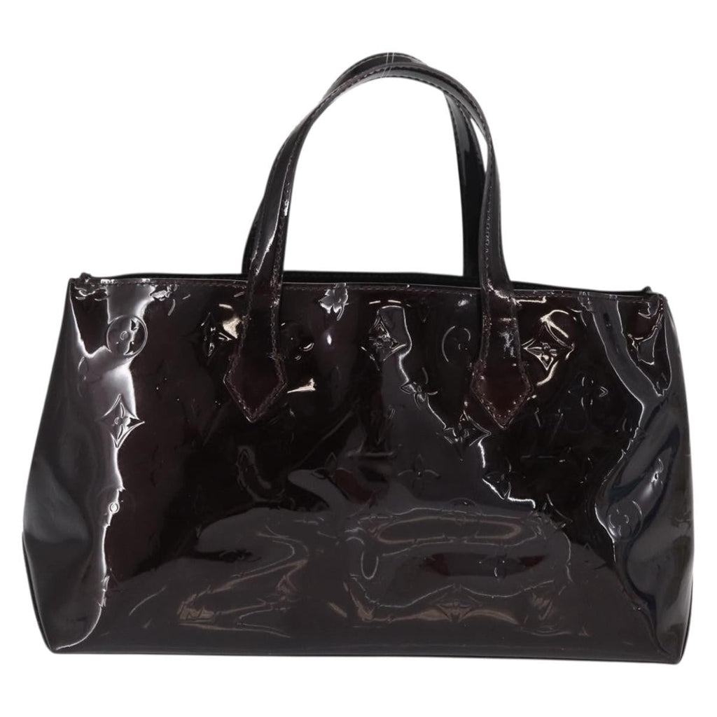 Louis Vuitton Wilshire Handbag Monogram Vernis Purple Patent_Leather Tote Bag