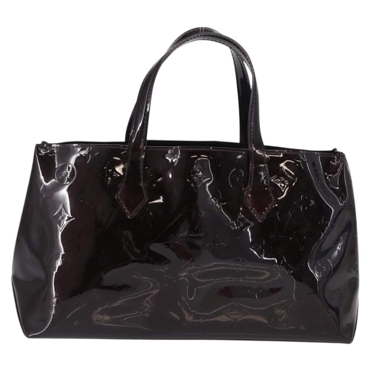 Louis Vuitton Wilshire Handbag Monogram Vernis Purple Patent_Leather Tote Bag