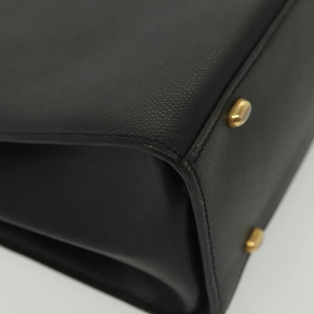 Celine Vintage Convertible Turnlock Top Handle Bag Leather Black Leather Bag