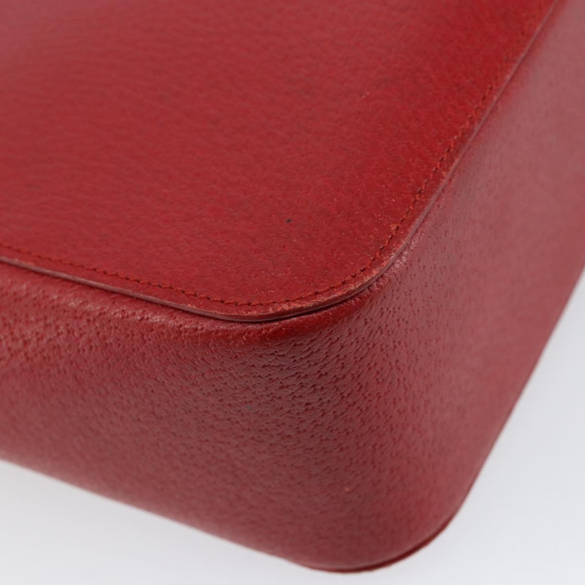 Gucci Vintage Bamboo Handle Bag Leather Red Leather Handbag (Pre-Owned)