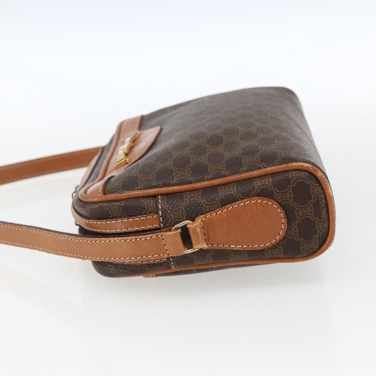 Celine Vintage Macadam Shoulder Bag Canvas And Leather Brown Canvas Shoulder Bag Bag