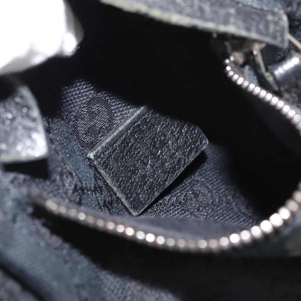 Gucci Vintage Double Belt Bag Gg Canvas With Leather Black Canvas Shoulder Bag Bag (Pre-Owned)