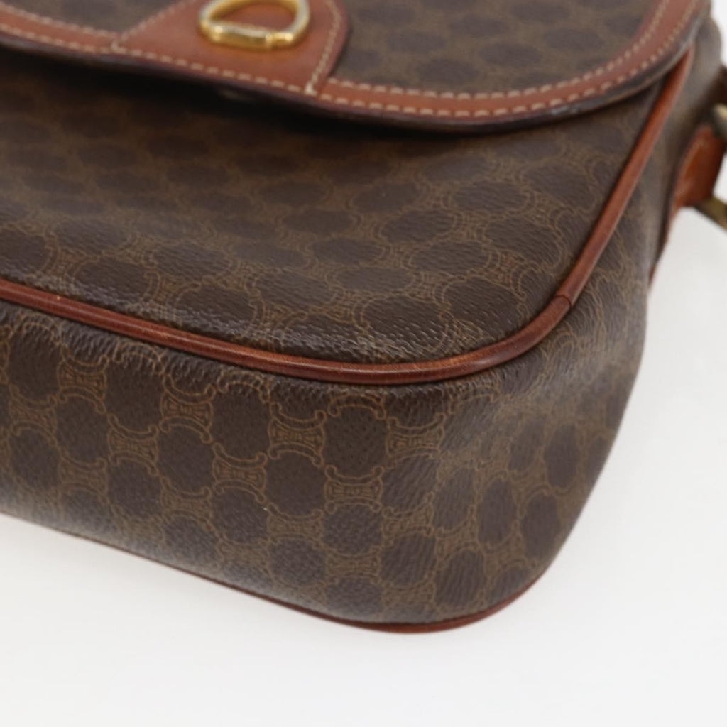 Celine Vintage Macadam Shoulder Bag Canvas And Leather Brown Canvas Shoulder Bag Bag