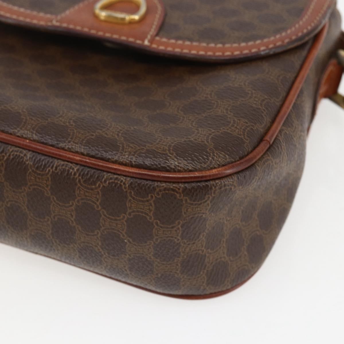 Celine Vintage Macadam Shoulder Bag Canvas And Leather Brown Canvas Shoulder Bag Bag