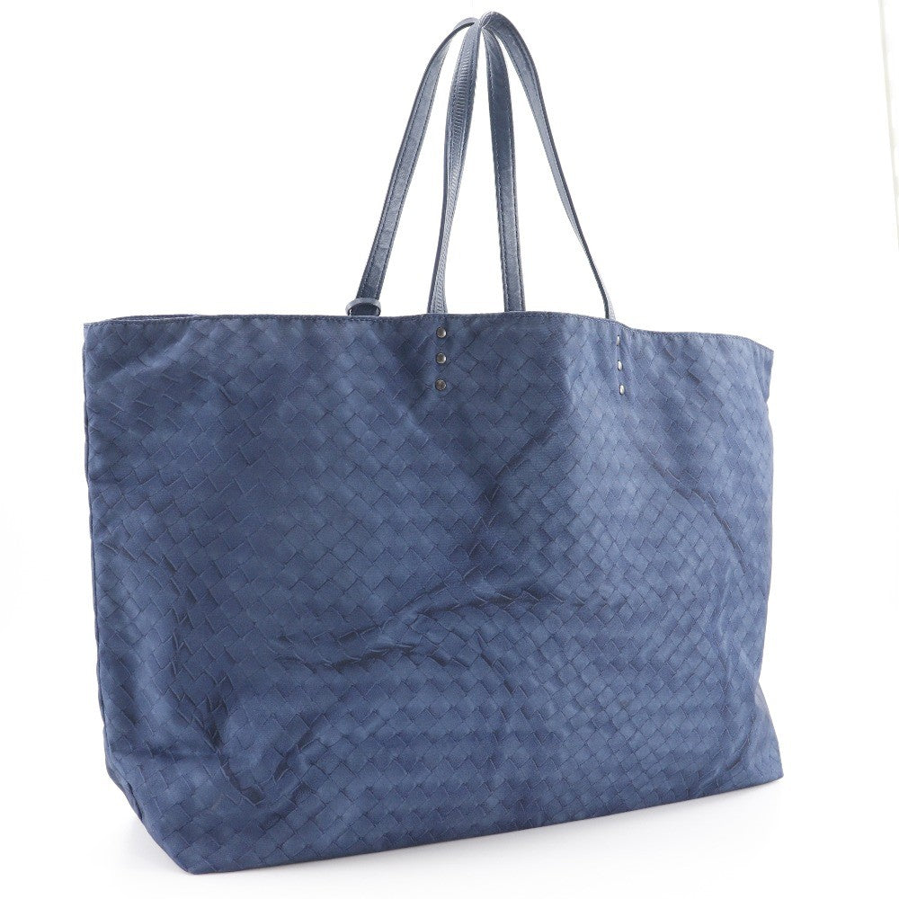 Bottega Veneta Intrecciolusion Tote Printed Nylon Navy Nylon Tote Bag Bag