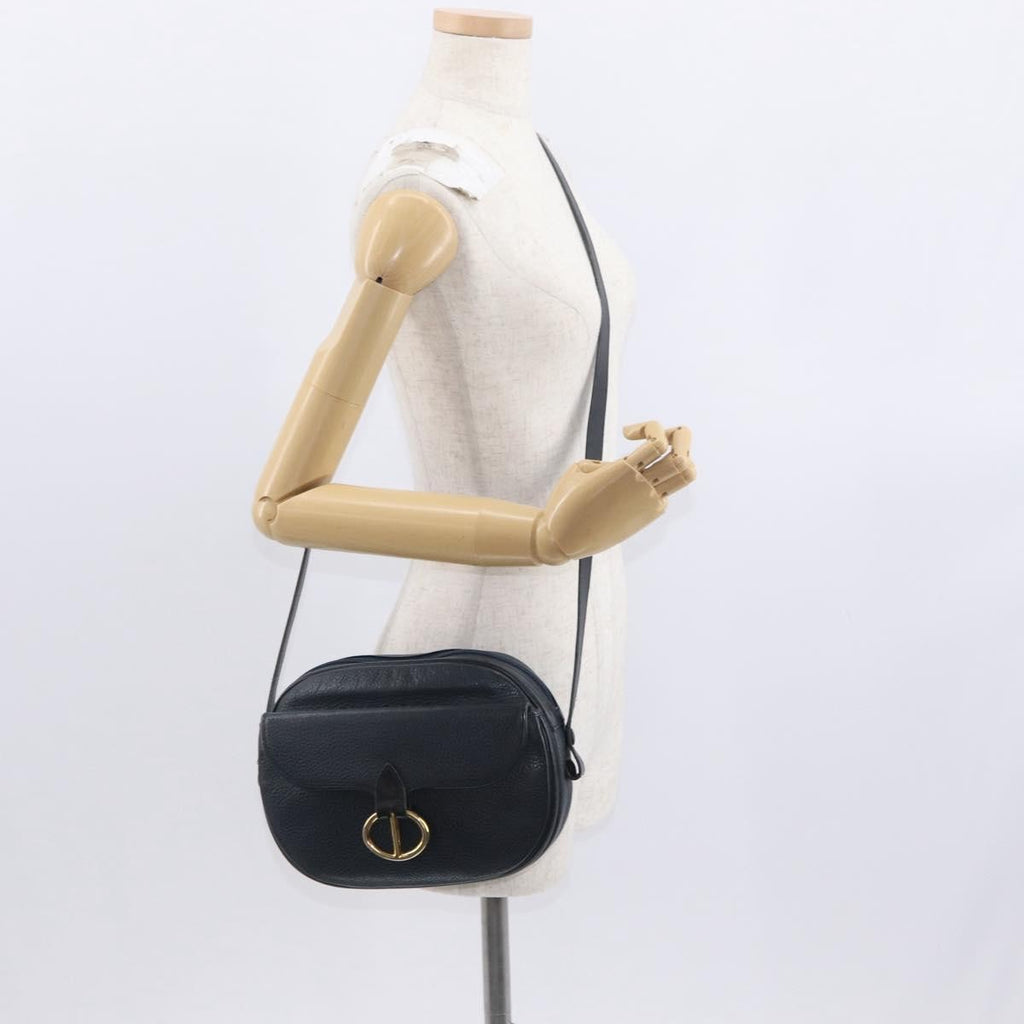 Christian Dior Vintage Shoulder Bag Leather Navy Leather Shoulder Bag Bag (Pre-Owned)
