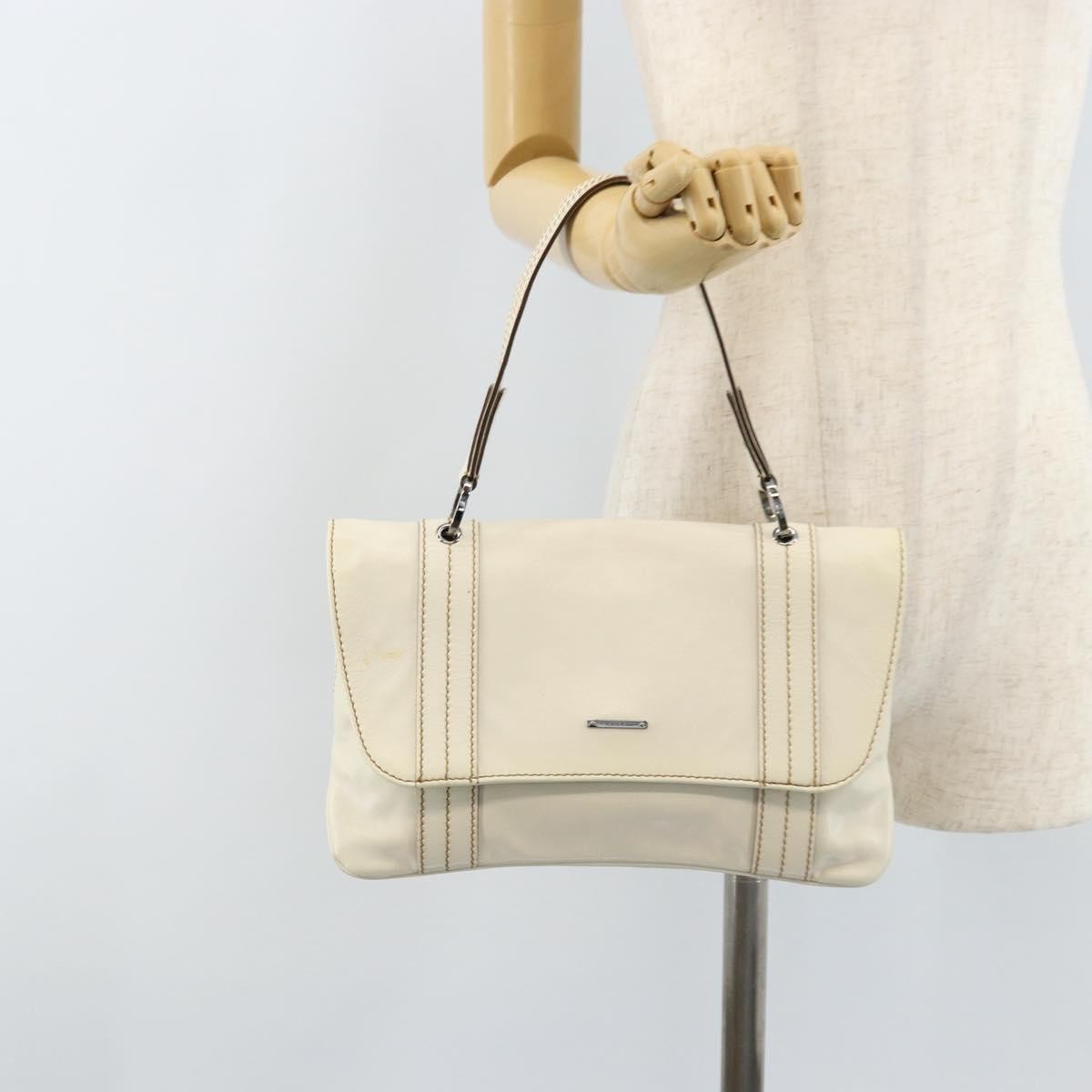 Gucci Vintage Handbag Leather White Leather Handbag (Pre-Owned)