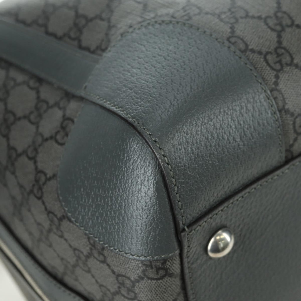 Gucci Web Trim Weekend Duffle Bag Gg Coated Canvas Gray Pvc Handbag (Pre-Owned)