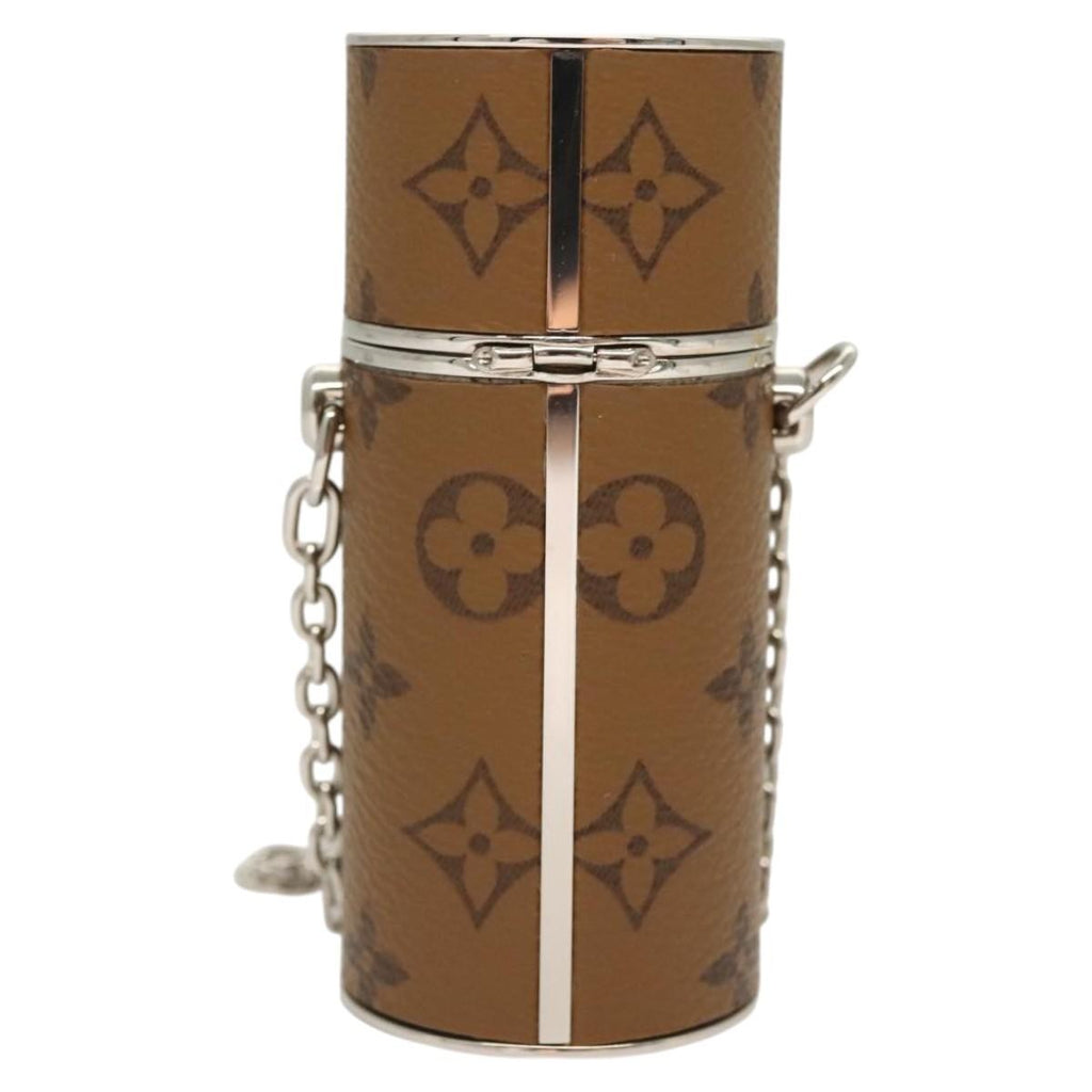 Louis Vuitton Lipstick Case On Chain Reverse Monogram Canvas Brown Canvas Clutche & Pouche Bag