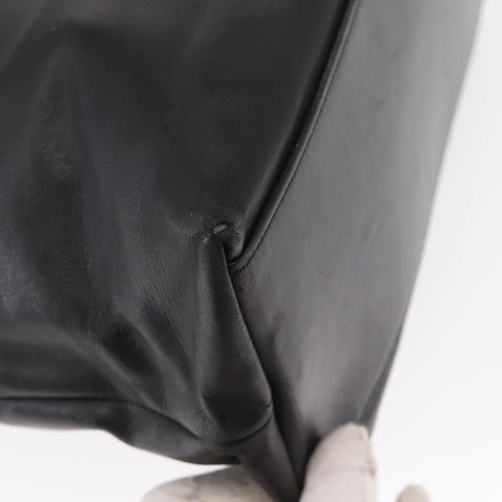 Chanel Chain Tote Leather Black Leather Handbag