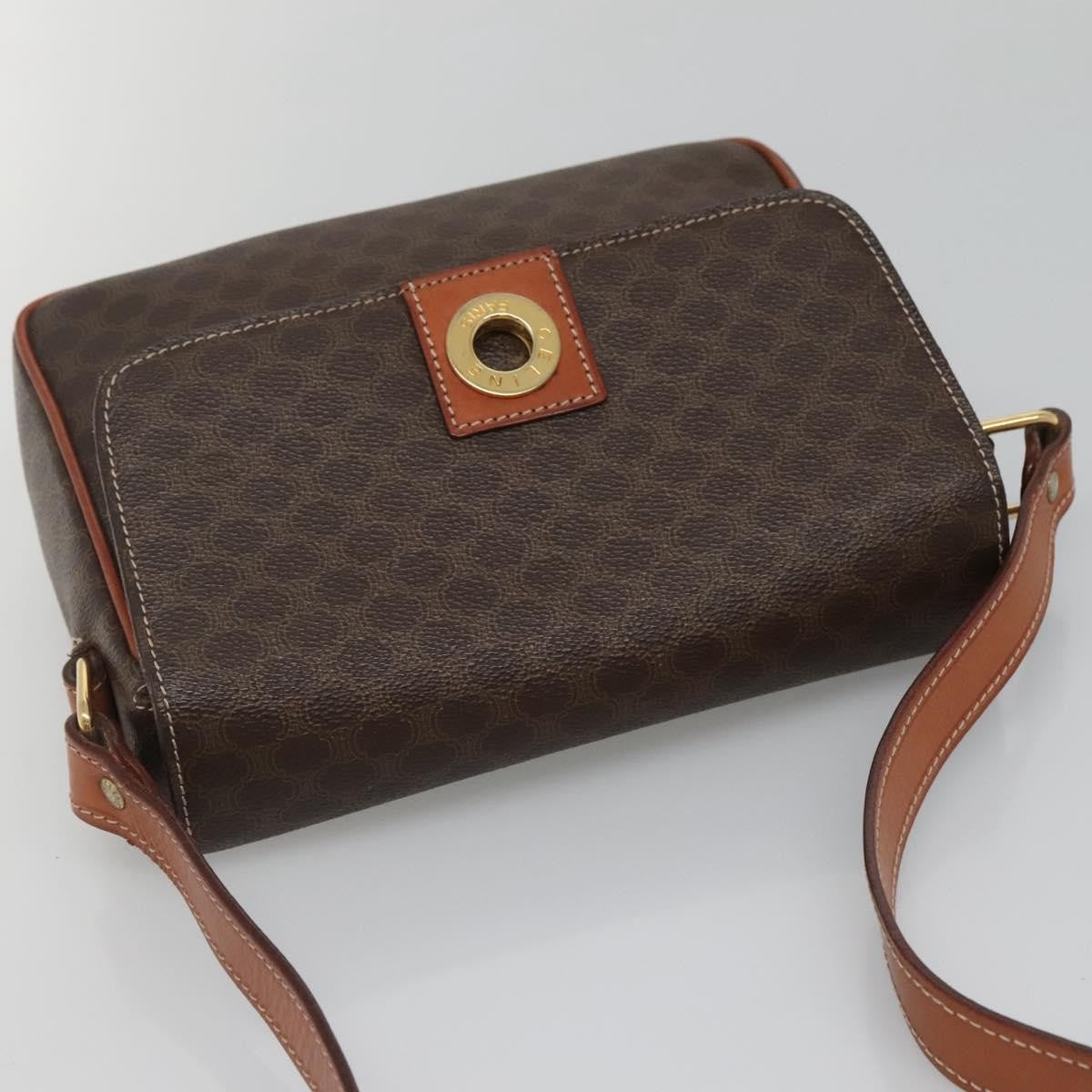 Celine Vintage Macadam Shoulder Bag Canvas And Leather Brown Canvas Shoulder Bag Bag