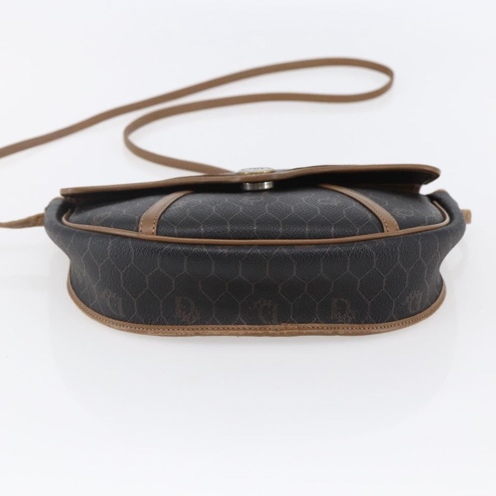 Christian Dior Vintage Honeycomb Flap Crossbody Bag Canvas And Leather Black Canvas Shoulder Bag Bag (Pre-Owned)