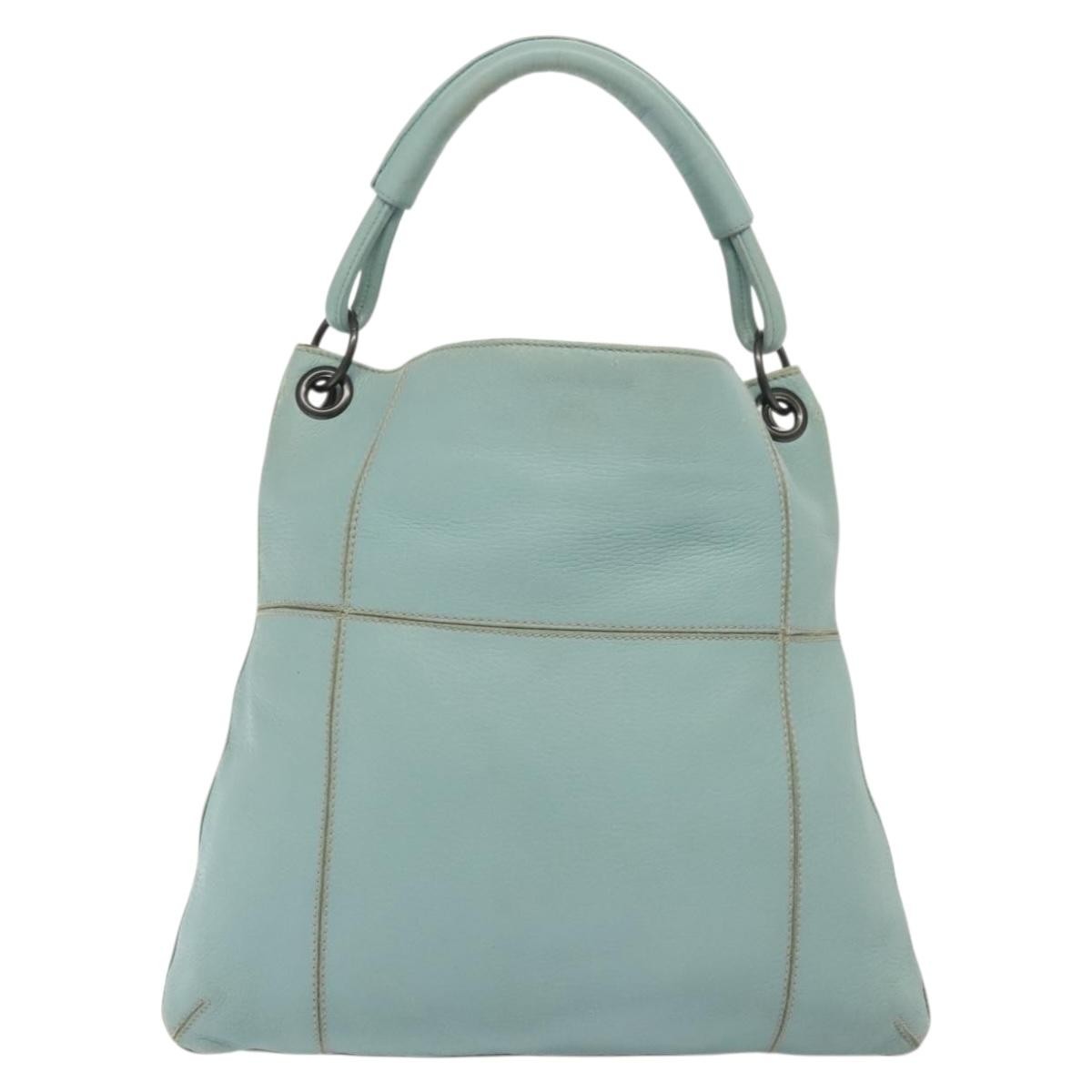 Bottega Veneta Front Zip Hobo Leather Blue Leather Bag