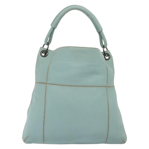 Bottega Veneta Front Zip Hobo Leather Blue Leather Bag