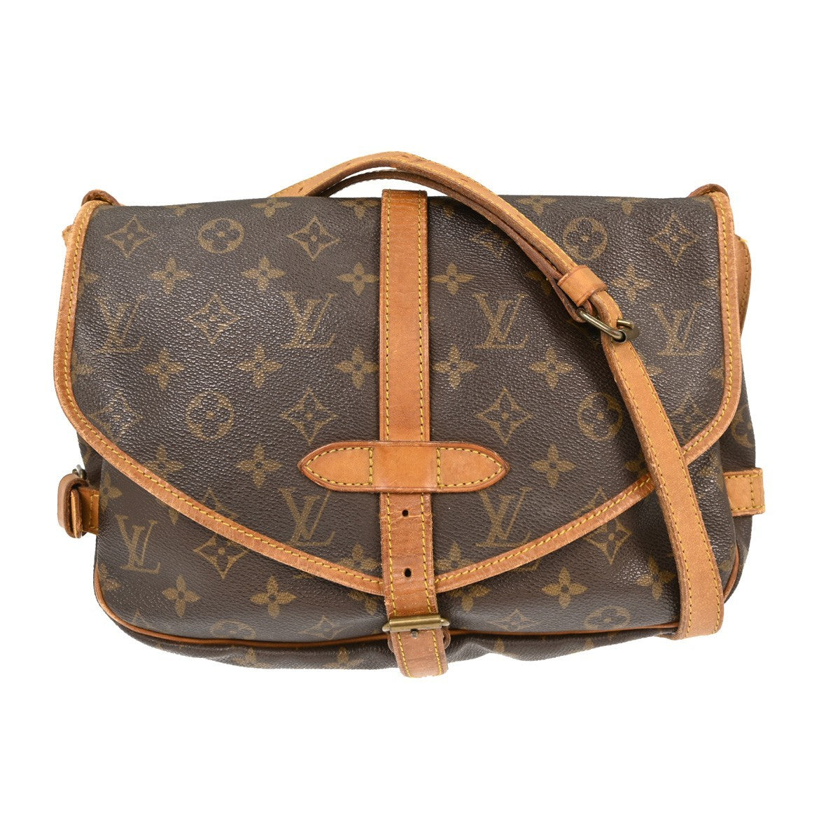 Louis Vuitton Saumur Handbag Monogram Canvas Brown Canvas Shoulder Bag