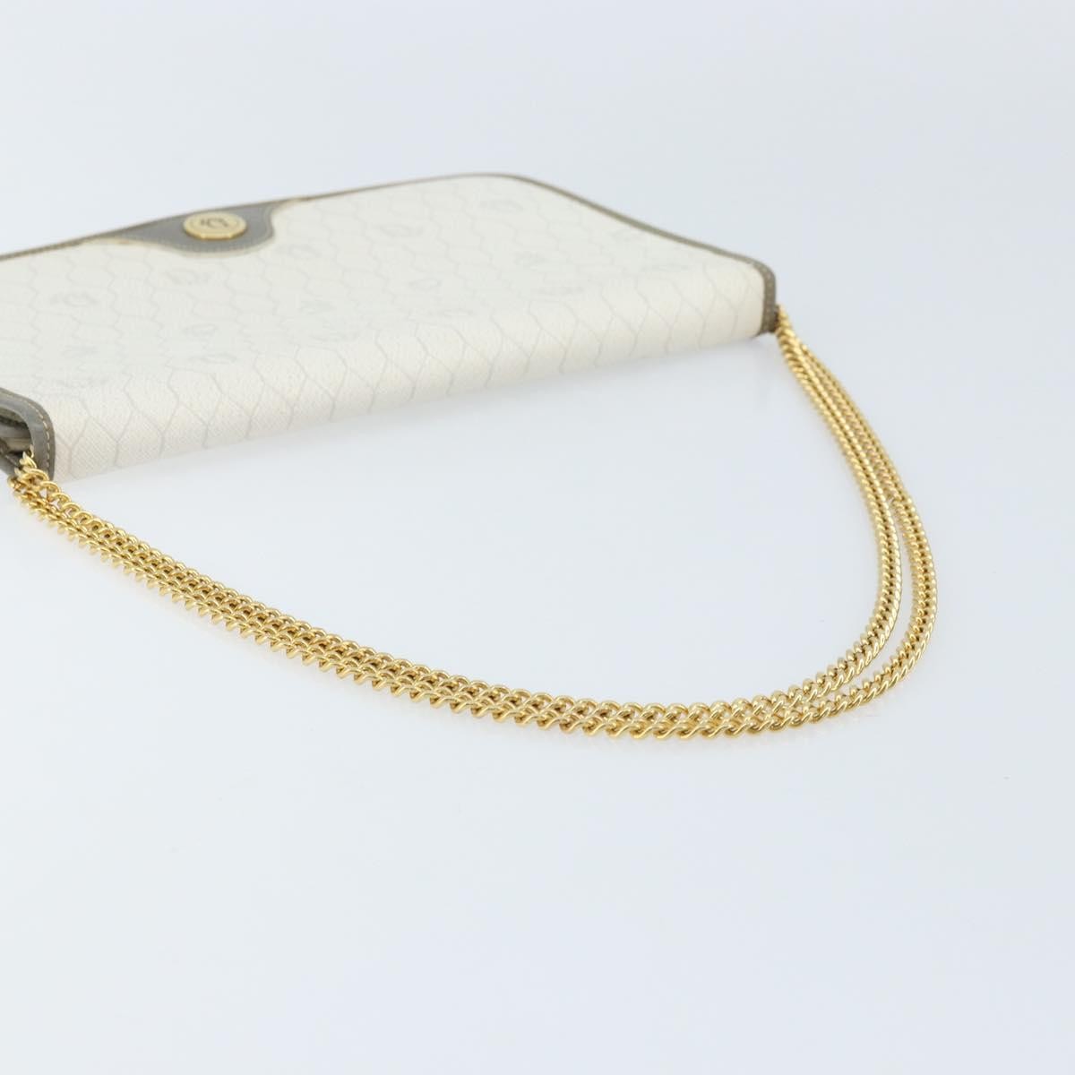 Christian Dior Vintage Honeycomb Chain Canvas White Canvas Shoulder Bag Bag (Pre-Owned)