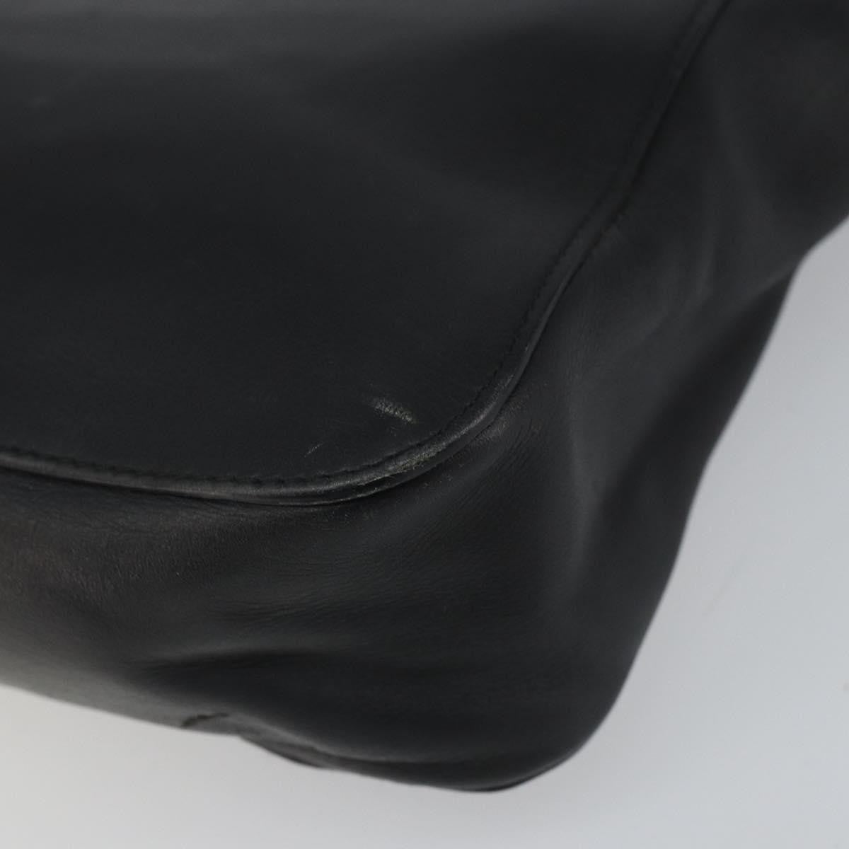 Gucci Vintage Bamboo Handle Bag Leather Black Leather Handbag (Pre-Owned)