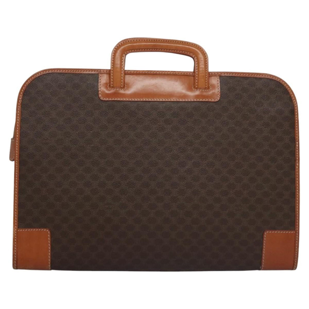 Celine Macadam Briefcase Canvas And Leather Brown Canvas Briefcase Bag